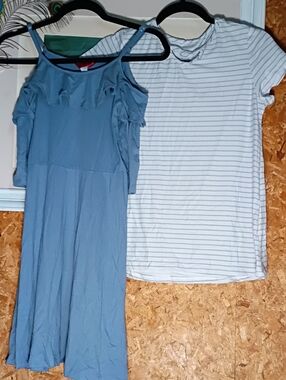 2 Dress Lot Hot Kiss Wonder Nation Girls Blue Cold-Shoulder Ruffle Dress